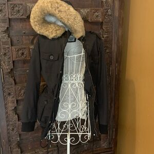 Levi's Black Utility Jacket with Faux Fur Hood